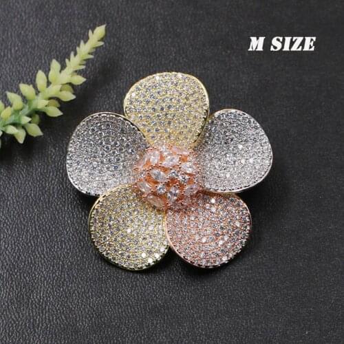 Vanifin Fashion Jewelry Great Classic Graceful Flower Pin Brooch Pendant Dual Use for Engagement Banquet Luxury Bridal Gift