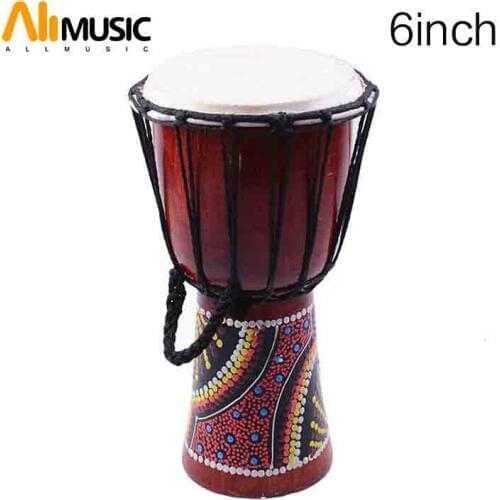 Djembe Drummer Percussion 6 inch Classic Painting Wooden African Style Hand Drum For Sale membranophone with pattern