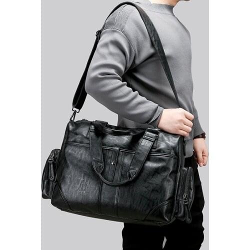 Mens Travel Bag Large Capacity Briefcase Pu Leather Handbag Business Messenger Bags Male Work Bag