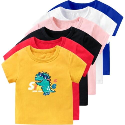 Boy Girl T Shirt 2021 Summer New Childrens Clothing Short Sleeve T-shirt Fashion Korean Cotton Cartoon Clothes 2-6 Years Old