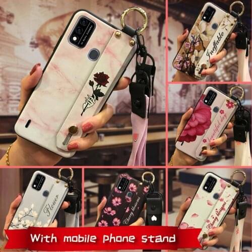 Wristband Dirt-resistant Phone Case For Itel A48 Shockproof Silicone Phone Holder Soft Kickstand