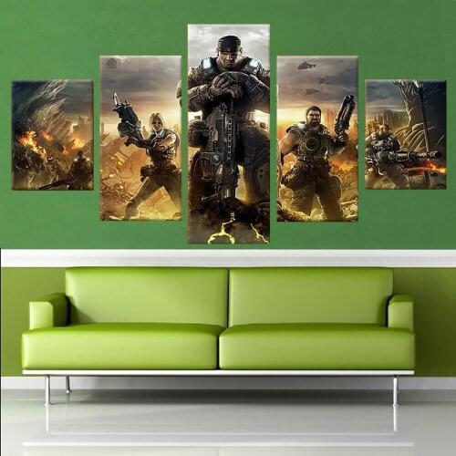 5 Piece Wall Art Canvas Painting Figure Future Special Forces Shootout Game Poster Nordic Decorative Framework Bedroom Pictures