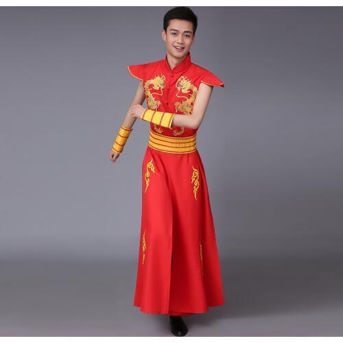 Chinese Men Drum Dance Costumes Male Acrobatics Yangko Dance Clothing Dragon Chinese Nationa Dance Costume 18