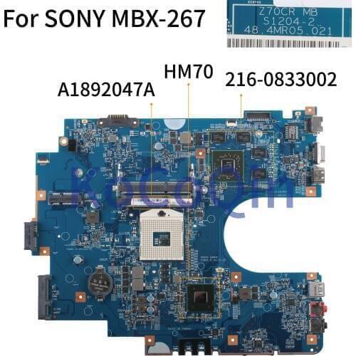 KoCoQin Laptop motherboard For SONY Sve17 Sve1711 MBX-267 Mainboard A1892047A S1204-2 HM70 216-0833002 2G