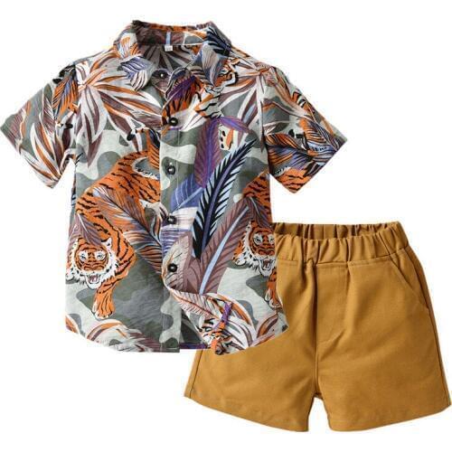 Toddler Boys Sets Fashion Printed Short Sleeve Shirt Shorts Kids Clothing Summer Baby Children Suits 2 3 4 5 6 Years Boys 2pcs