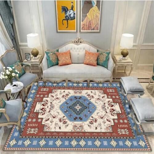 Carpets for Living Room Christmas Rug European Style Red Blue Geometric Flower Pattern Carpet Nordic Decoration Home Baby