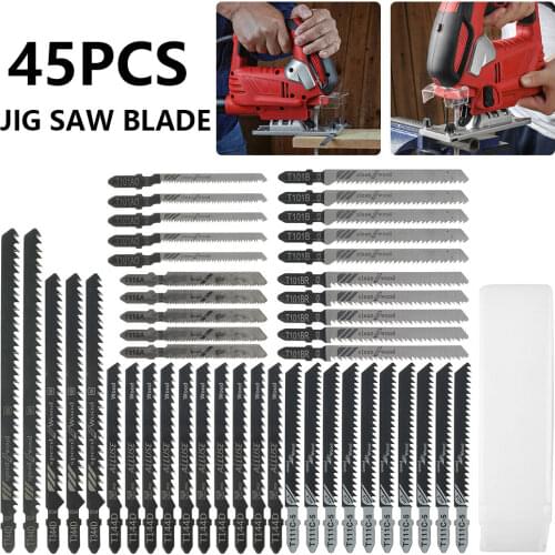 45 Pcs Jig Saw Blade Jigsaw Blades Set Metal Wood Assorted Saw Blades Woodworking Tools Cutting DIY Power Tool Saw Blade
