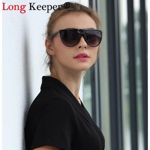 LongKeeper Vintage Flat Top Oversized Gradient Sunglasses Women Fashion Brand Designer Outdoor Big Frame Sun Glasses For Female