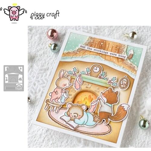Piggy Craft metal cutting dies cut die mold Christmas stove tree frame Scrapbook paper craft knife mould blade punch stencils