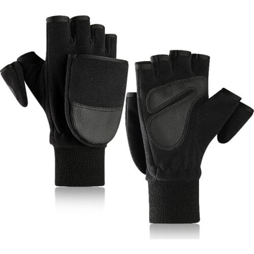 Fashion Winter Warm Gloves For Men Outdoor Photography Windproof Fingerless Gloves High Quality Comfortable Black Male Gloves