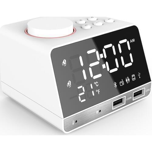Fashion Mirror Speakers Bluetooth Speaker Home Portable Gift Mini Stereo Boombox Support Bright Adjustment Alarm Clock FM Radio