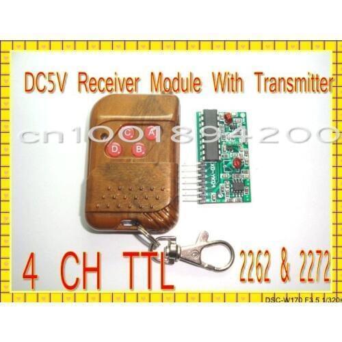 DC5V 4CH Transmitter &Receiver Module Wireless Remote Control Module System Fixed Code solder to Matched Momentery/Latched TTL