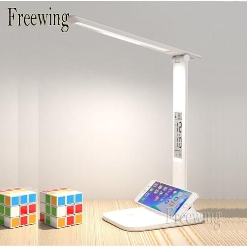 A2 LED Reading Desk Lamp Table Light Eye Protected 9 Modes USB Adjust 3000-6000k Touch Switch Digital Display Clock Thermometer