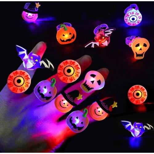 Novelty Luminous Rings Toy For Girl LED Cartoon Flash Finger Light Glow In The Dark Toys For Children Ring Halloween Game Tools