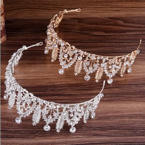 New Gold Bridal Tiaras Crowns Crystal Rhinestone Headdress Pageant Bridal Wedding Accessories Wedding Headpiece Tiara