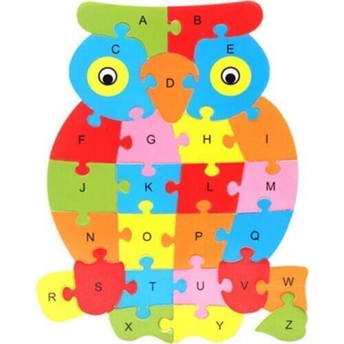 English Learning Alphabet Puzzle Toys Childrens Cognition Animal Cartoon Baby Wooden Enlightenment 26 Letters Educational Toy