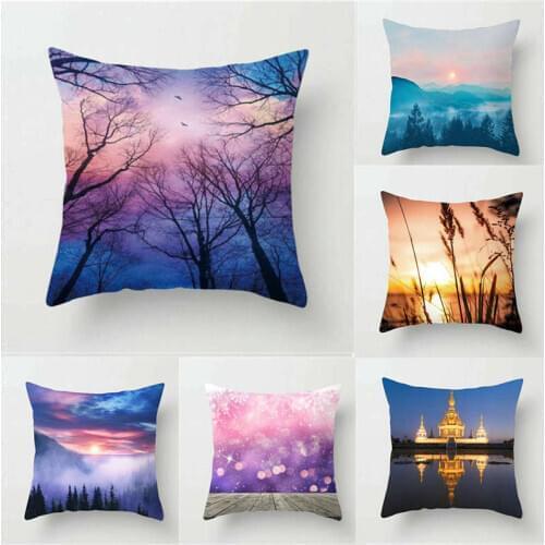 Scenery Polyester Pillow Case 18'' Home Decor Throw Sofa Waist Cushion Cover