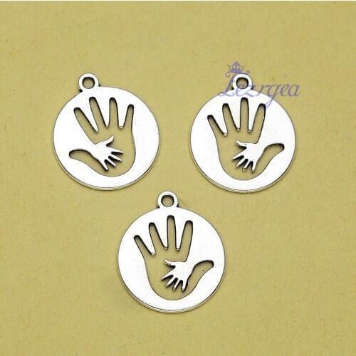 20pcs/lot--20x23mm,Family hand cham,Antique silver plated Hand In Hand Mom baby dad charms,DIY supplies,Jewelry accessories