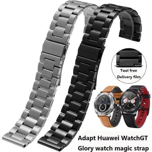 22mm Watch Strap Stainless Steel for Huawei Watch GT/honor magic Quick Release Watchband Solid Metal Wristband +Tools