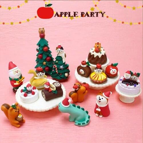 Christmas Series Miniature Figurines Cartoon Animal Resin Craft Mini Fairy Garden Ornaments Shop Home Decoration Accessories