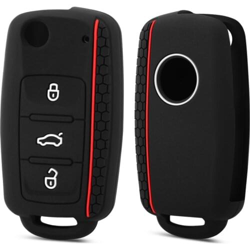 Silicone Car Key Cover Case for VW golf for Skoda Yeti Superb Rapid Octavia for SEAT leon ibiza 3 button remote key shell case