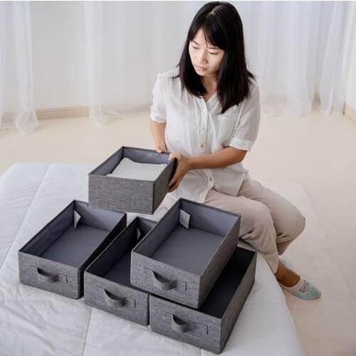 Foldable Collecting Box Storage Case Clothes Books Shoes Cotton Linen Home Closet Organizer Box Large Capability Basket