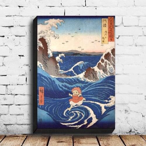 Modern Home Decoration Wall Art Painting Ponyo Japanese Canvas Pictures Printing Nordic Modular Artwork Poster For Living Room