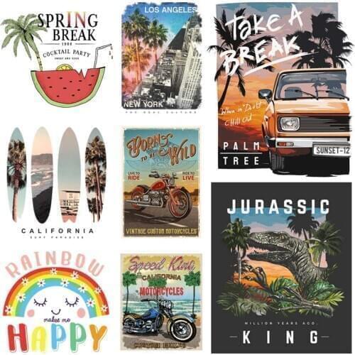 Iron-On Patch Natural Scenery Transfer Stickers Washable New Fashion T-Shirt Jeans Decoration Diy Heat Transfer Thermo Transfer