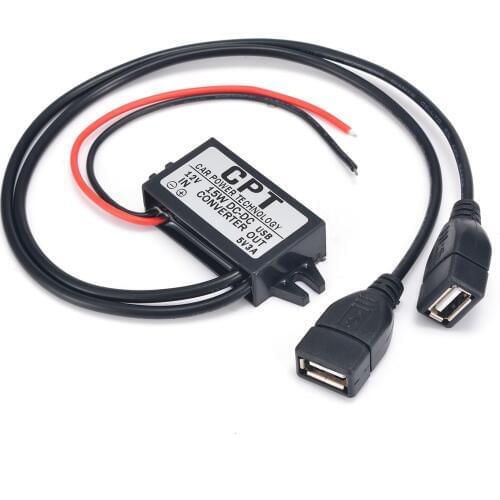 High Quality Car Power Converter 12V To 5V Dual USB Power Adapter Connector Car Motor 3A Charger for LED Automobile Display