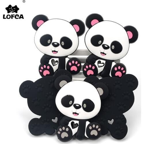 LOFCA 1pc Panda Silicone Teether BPA Free Food Grade Baby silicone teething Pendant Toys Baby Care Pacifier Chain Gift Making
