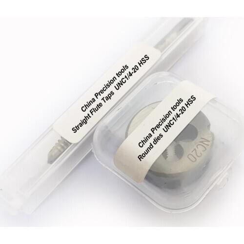 2PCS HSS Right hand unified thread tap and die set UNC 1/4 1/4-20 UNF 1/4-28 1/4-32 straight flute taps dies sets UNS 1/4-36 -40