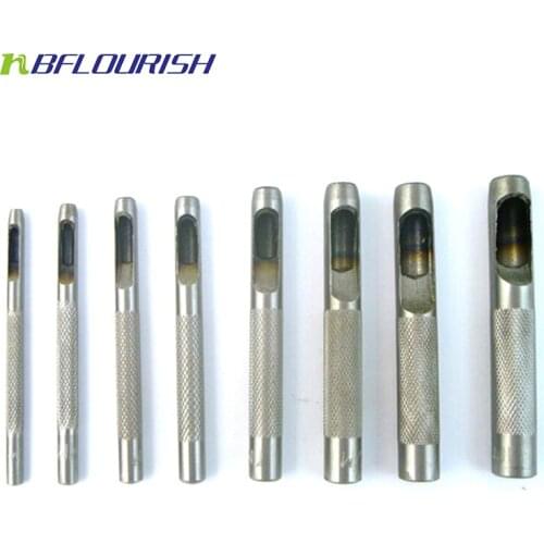 1set (9pcs) Mix 9 Sizes Punch Leather Tool Puncher Hole Craft Set Hollow Puncher Belt Leathercraf Free Shipping