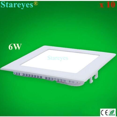 Free shipping 10 pcs Square LED panel light 6W 500LM AC85-265V 2835SMD led ceiling light bulb Downlight lamp lighting