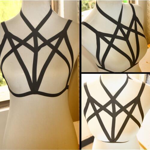 Free Shipping Sexy women new fashion black body harness body cage influx of peopl Harajuku Gothic cage bra Sexy lingerie