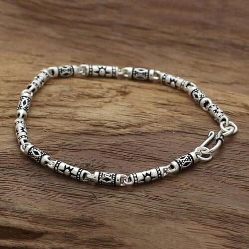 925 sterling silver Bracelets Bangle Sun Lucky High Quality bamboo Tube friendship Bracelet Jewelry
