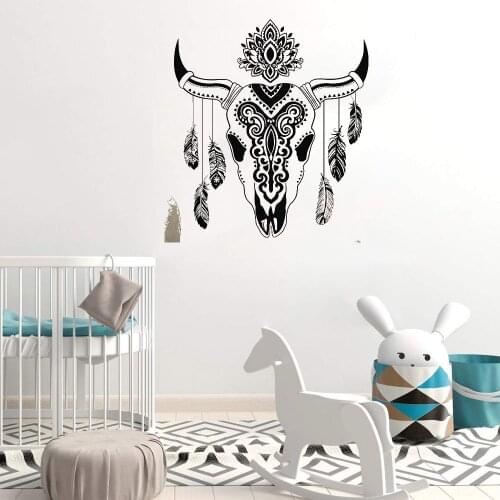 Bull Skull Stickers Wall Sticker Wall Art Decor Western Wall Decal Home Decor For Bedroom Living Room Vinyl Mural DW7787