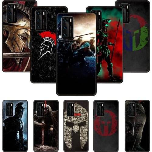 Phone Case For Huawei P20 P30 P40 P Smart Z + P10 Mate 30 10 20 Lite Pro Black Cover Prime Art Courage spartan warrior