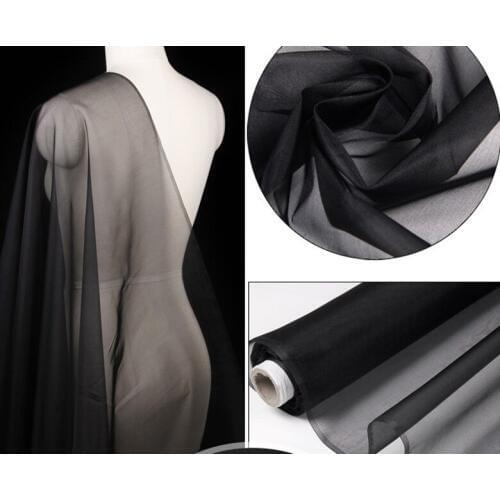 Colour Silk Organza Fabric 100% mulberry silk 5.5 mm 114 cm width 23.6 gsm skin grey black colors for sample testing