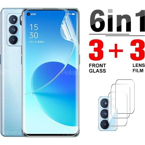 6 in 1 Hydrogel Film For Oppo Reno 6 Pro Reno6 6Pro 5G Safety Guard Explosion-proof Screen Protector Full Cover Film Not Glass