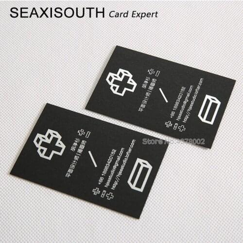 Custom business cards gold foil cards embossed carving name card printing Japanese black card / 300g