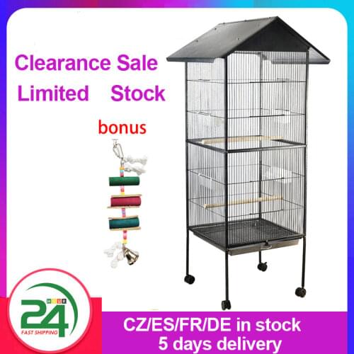Pet Bird Cage Metal Wide Tall Large Capacity Multifunction Feeding Rest Fun Easy Cleaning Parrots Macaw Cockatiel Nest Supplies
