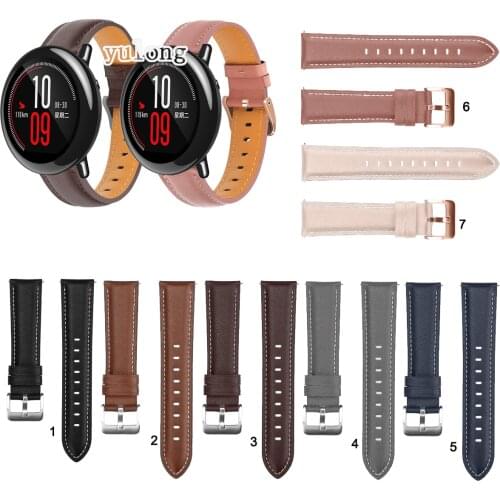 Leather Watch Band Strap for Huami Amazfit PACE GTR2 Smart Watch Replacement Wrist bands Bracelet For Stratos 2 2S 3 GTR 47mm