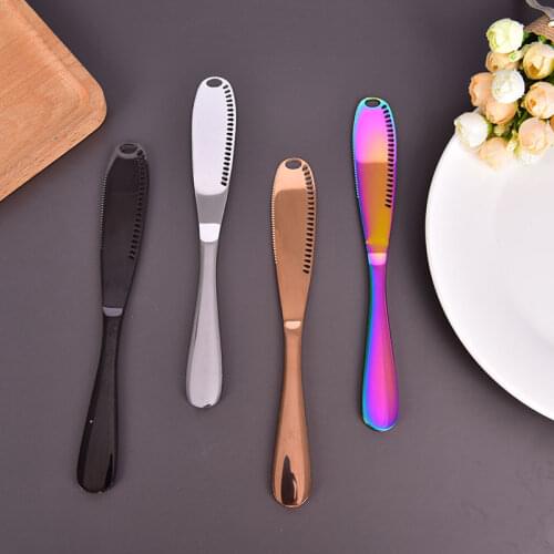 Multifunction Stainless Steel Butter Knife With Hole Cheese Dessert Jam Knife Cutlery Tool Kitchen Toast Bread Knife Tableware