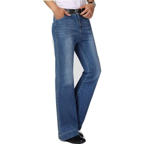 2020 spring and autumn mens loose plus size jeans casual wide-leg pants