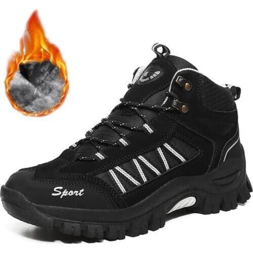 Men Outdoor Winter Snow Ankle Boots Non-slip Short Plush Warm Walking Male Casual Flat Shoes Sneakers Fashion Plus Size 39-49