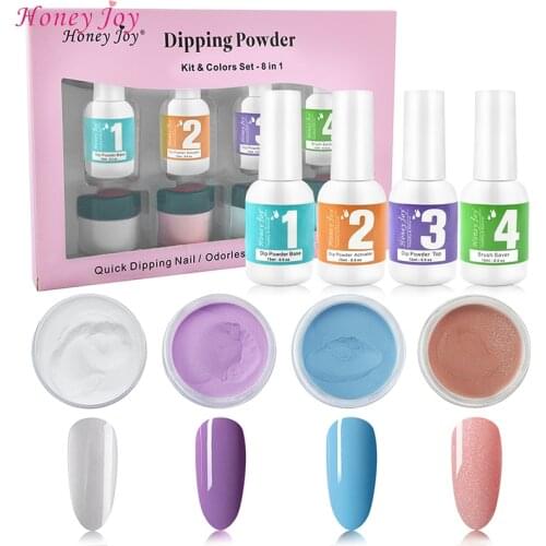 8 in 1 Nail Art Tool Kits 18g Red Series Dipping Powder + 15ml Base Top Activator Brush Saver Pre-Bonded Liquid Dip Powder Set