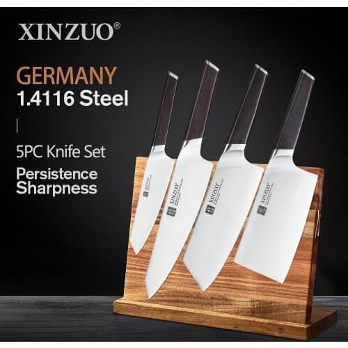 XINZUO 4 PCS Kitchen Knives Set Stainless Steel Professional Cooking Chef Bone Chopper Cleaver Meat Utility Knife Ebony Handle