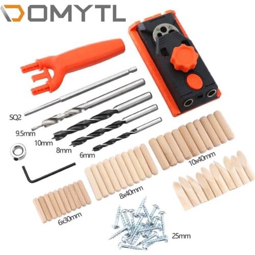 2-In-1 Woodworking Punching Locator Round Dowel Hole Opener Twist Drill Bit Set