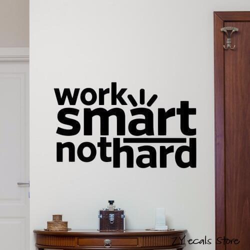 Work Smart Not Work Hard Quote Wall Decal Motivational Vinyl Sticker Art Office Poster Removable Wall Decor For Office L457
