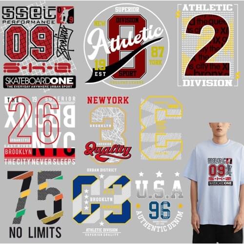 Numbers Letter Stickers on Jackets bags socks pillow clothes Patches for clothing Iron-on Transfers DIY Appliques